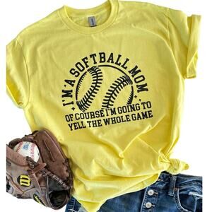 I’m a Softball Mom…Women’s Medium Yellow T-Shirt Short Sleeve